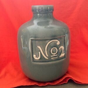 Blue Ceramic Decorative Bottle Vase with Numbered Relief